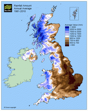 scottish weather - rainfall map